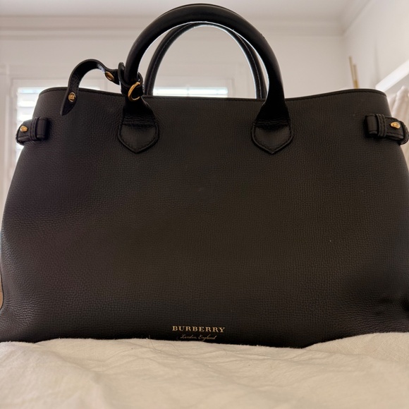 BURBERRY House Check Derby Leather Large Banner Tote - Picture 3 of 5